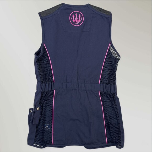Beretta Women’s Shooting Sport Vest Navy & Pink Hunting Leather Mesh Size 42 - Picture 2 of 8